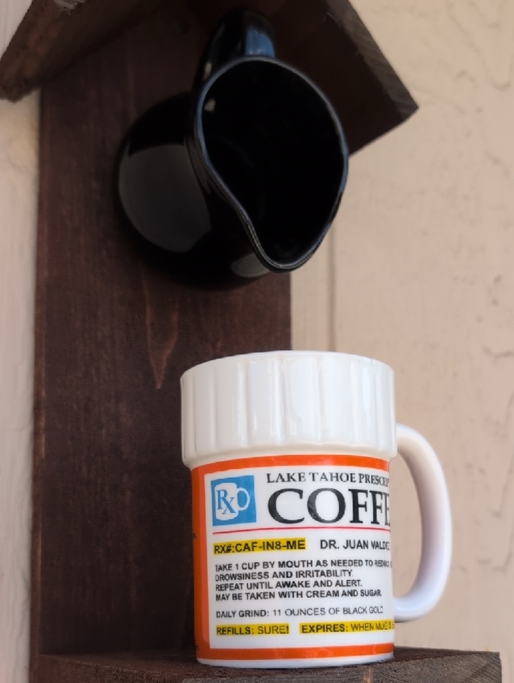 Rustic Wooden Handmade Bird Feeder Take Your Meds - Picture 3 of 16